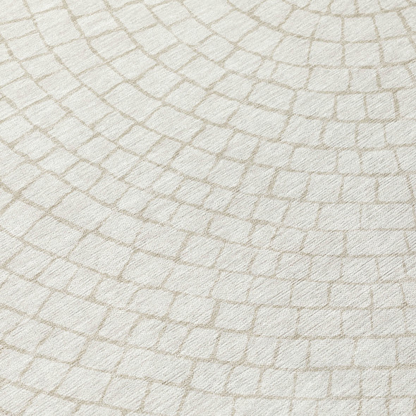 3' X 5' Ivory And Beige Geometric Washable Indoor Outdoor Area Rug