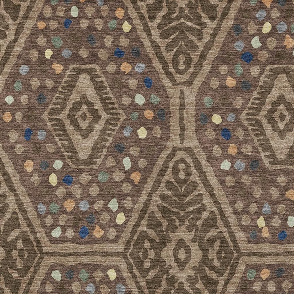 10' X 14' Brown And Copper Tribal Washable Indoor Outdoor Area Rug