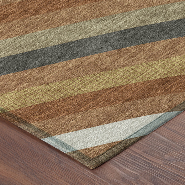 8' Orange And Gold Round Abstract Washable Indoor Outdoor Area Rug