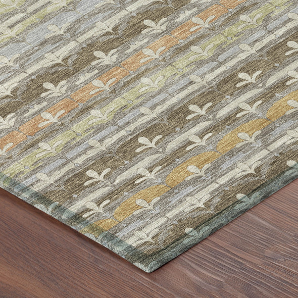 3' X 5' Chocolate And Beige Damask Washable Indoor Outdoor Area Rug
