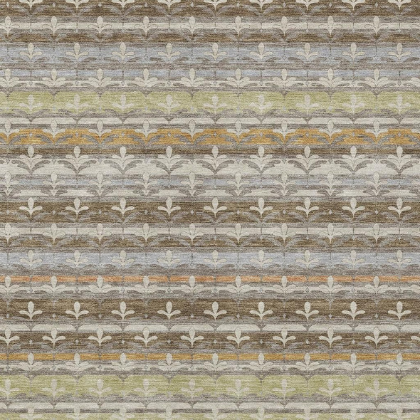 9' X 12' Chocolate And Beige Damask Washable Indoor Outdoor Area Rug