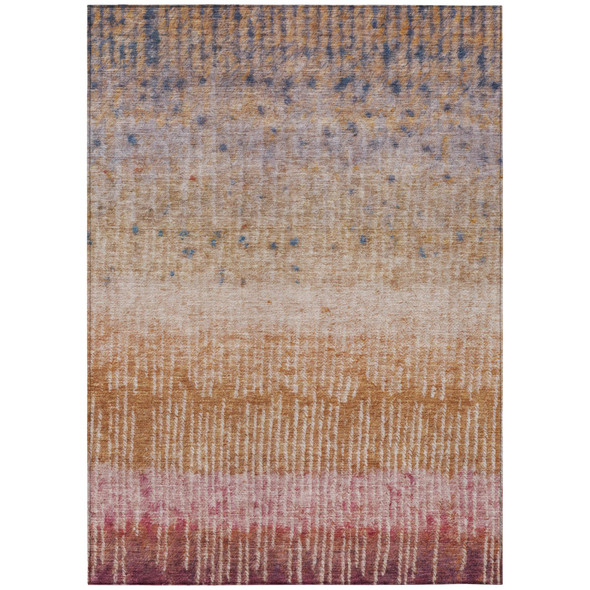 8' X 10' Orange And Beige Abstract Washable Indoor Outdoor Area Rug