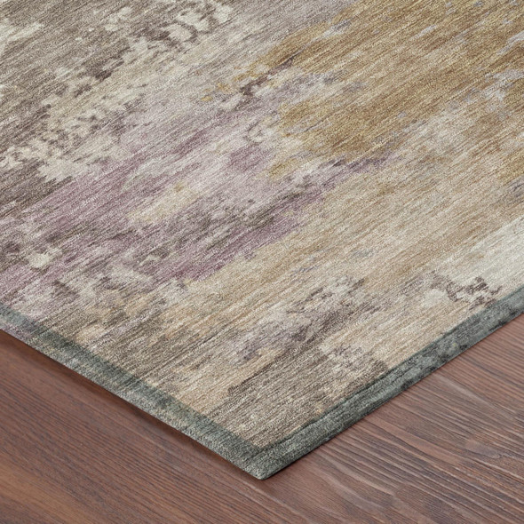 9' X 12' Brown And Blush Abstract Washable Indoor Outdoor Area Rug