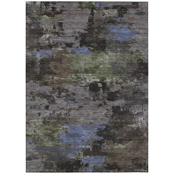 5' X 8' Brown And Graphite Abstract Washable Indoor Outdoor Area Rug