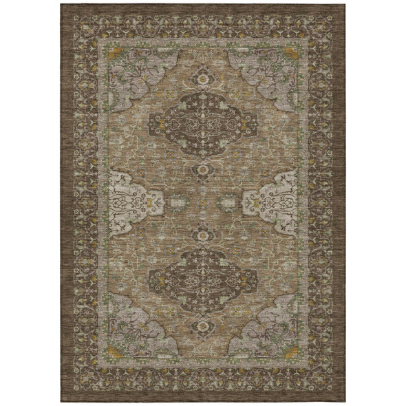 3' X 5' Chocolate And Brown Oriental Washable Indoor Outdoor Area Rug