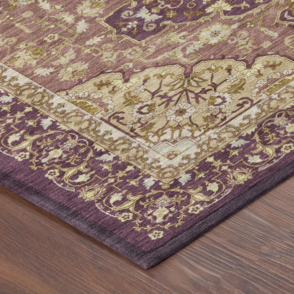 8' X 10' Eggplant And Purple Oriental Washable Indoor Outdoor Area Rug