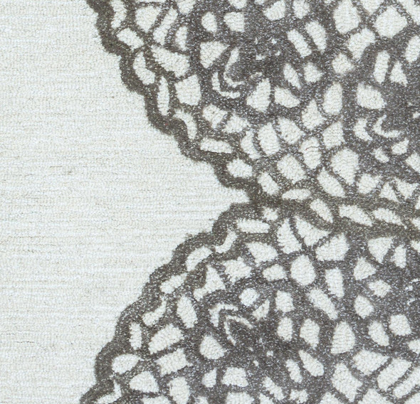 10' X 14' White And Ivory Wool Geometric Hand Tufted Area Rug