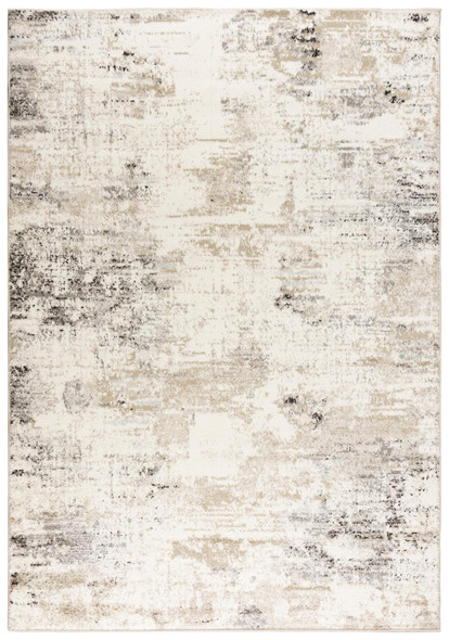 8' X 10' Beige Ivory And Black Abstract Area Rug