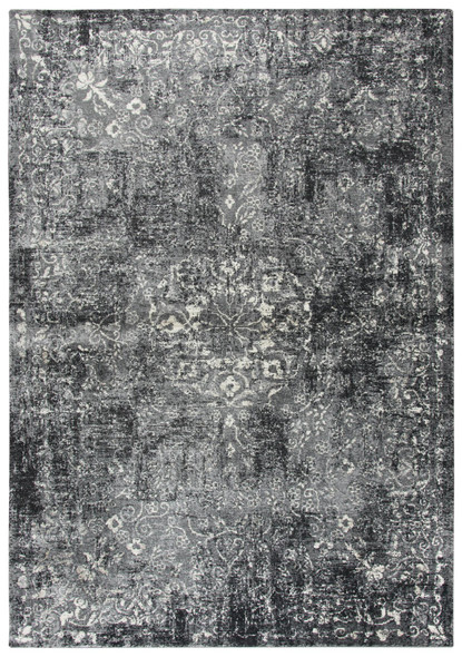 5' X 8' Gray Black Dark Gray And Ivory Medallion Area Rug