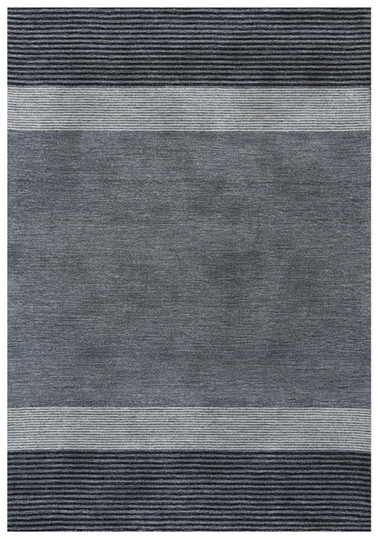 5' X 8' Charcoal And Gray Wool Striped Hand Tufted Area Rug