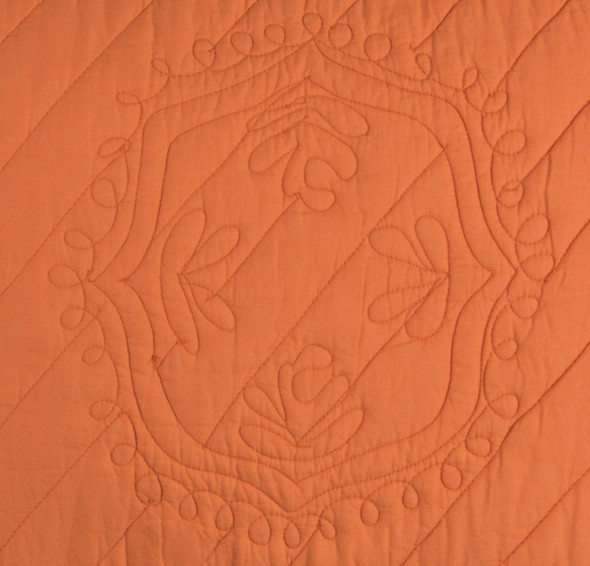 86" X 70" Orange Floral Cotton Quilt
