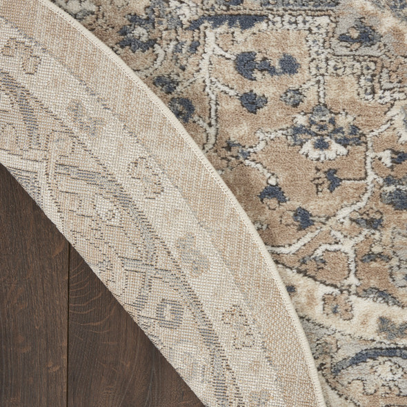 4' Beige And Ivory Oriental Distressed Round Rug