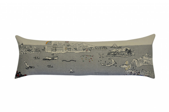 14" X 45" Cream Hawaii Daylight Skyline Lumbar Decorative Pillow