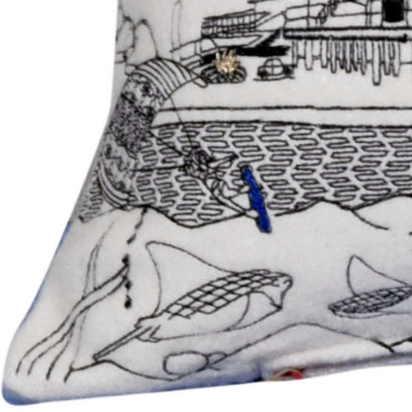 14" X 35" Cream Homer Spit Daylight Skyline Lumbar Decorative Pillow