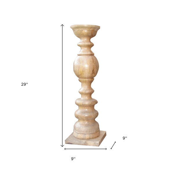 29" Natural Floor Solid Wood Candle Holder