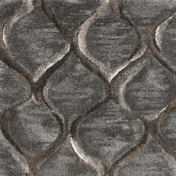 7' X 10' Charcoal And Light Gray Ogee Area Rug