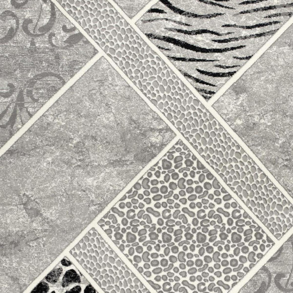 7' X 9' Grey Geometric Power Loom Stain Resistant Area Rug