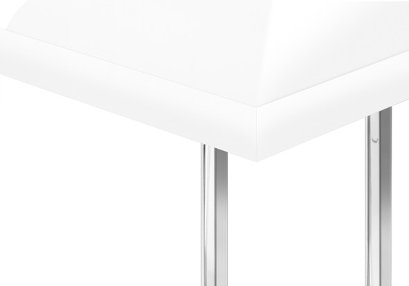 27" White and Silver Wood and Iron End Table