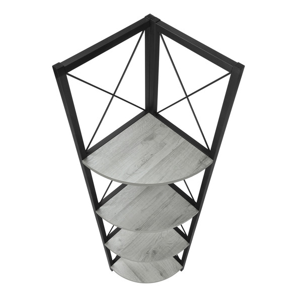 59" Gray Metal Four Tier Corner Bookcase