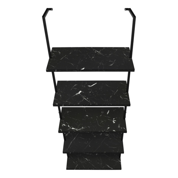 72" Black Metal Five Tier Bookcase