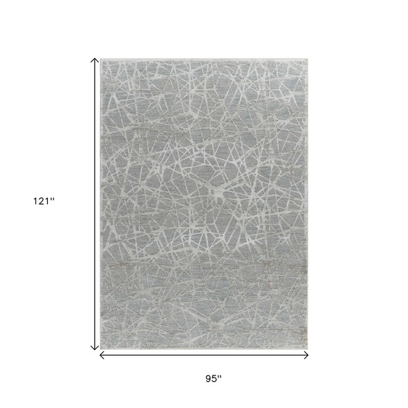 8' X 10' Turquoise Abstract Power Loom Stain Resistant Area Rug