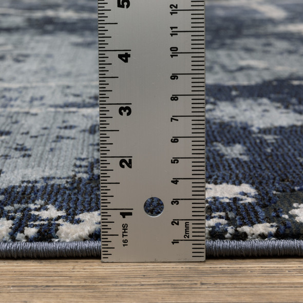 8' X 11' Blue Gray And Black Abstract Area Rug