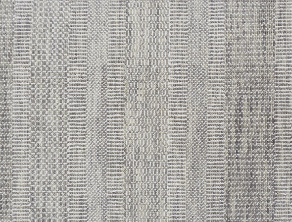 12' X 15' Blue and Silver Wool Striped Shag Hand Knotted Area Rug