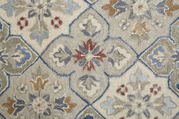 2' X 3' Taupe and Ivory Wool Patchwork Hand Tufted Area Rug