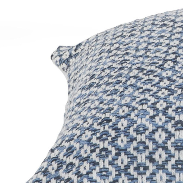 18" X 18" Navy And White 100% Cotton Geometric Zippered Pillow