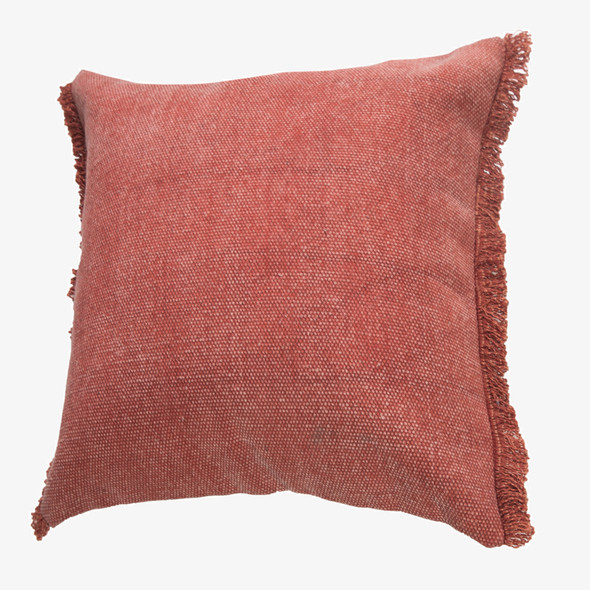 20" Dusty Rose Cotton Throw Pillow with Fringe