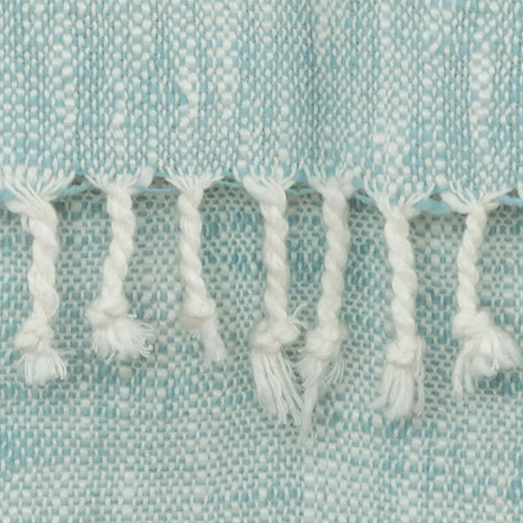 50" X 60" Blue Cotton Woven Color Block Throw Blanket with Fringe