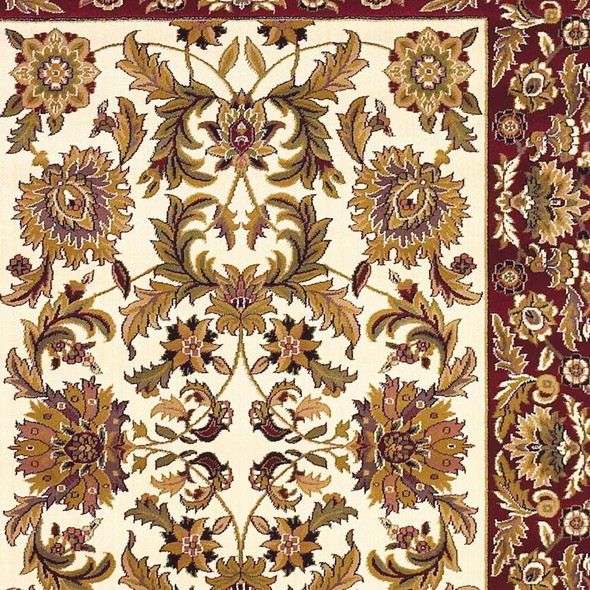 2' X 3' Ivory Red And Orange Floral Medallion Area Rug