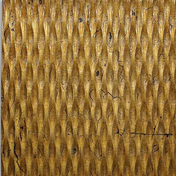 36" X 36" Gold Abstract Wood Hanging Dimensional Sculpture