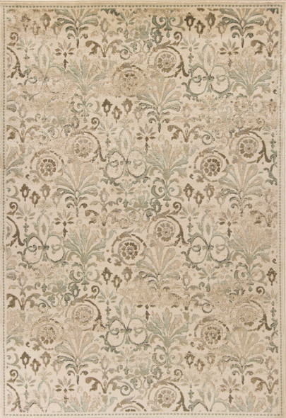 3' X 5' Ivory And Brown Floral Medallion Area Rug