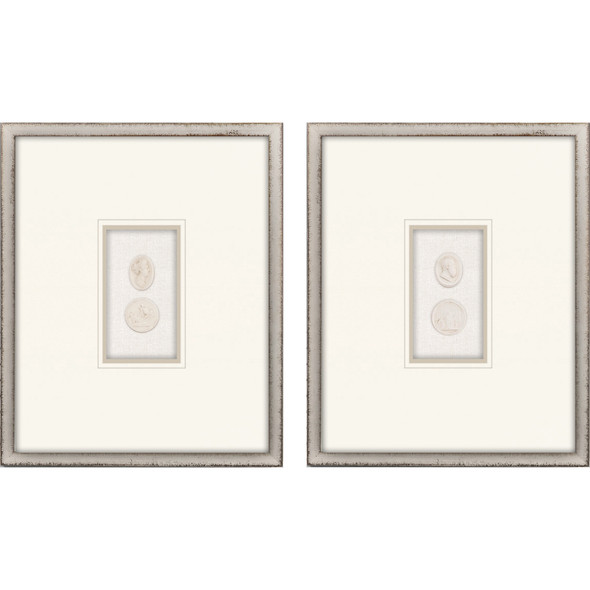Set Of Two Portrait Intaglio I Silver Framed Print Wall Art