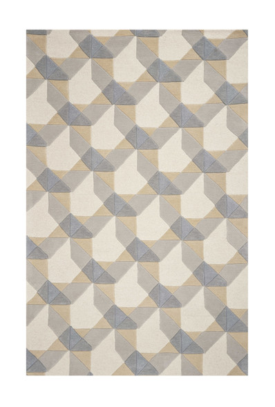 2' X 4' Ivory Gray And Cream Wool Geometric Hand Tufted Area Rug