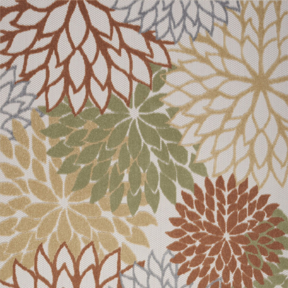5' X 7' Ivory Green And Blue Indoor Outdoor Area Rug