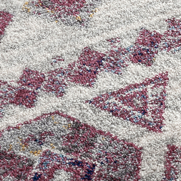 10' Ivory Blue and Orange Geometric Power Loom Runner Rug