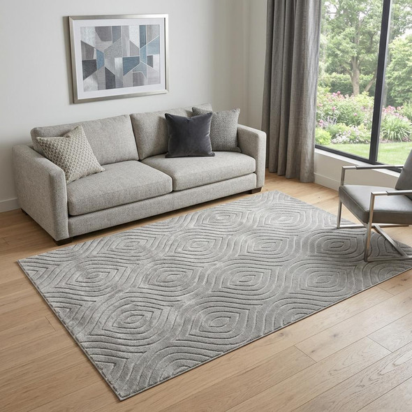 5' X 7' Gray Trellis Area Rug
