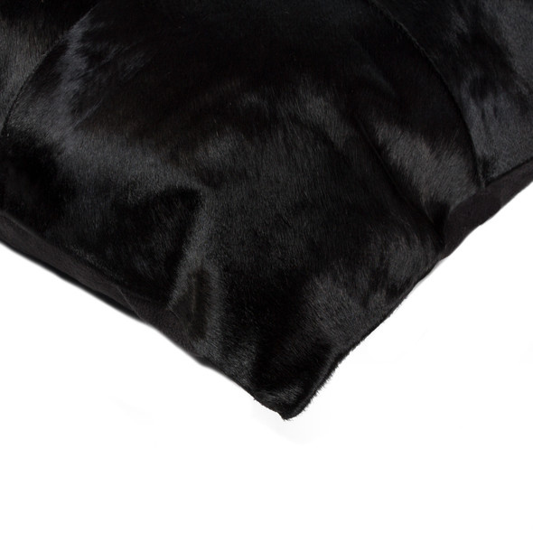 Set of Two 18" Black Cowhide Throw Pillows