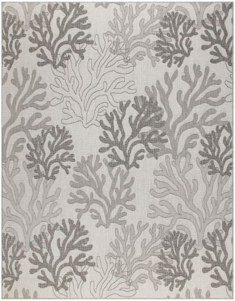 8' X 10' Gray Black And Ivory Nautical Indoor Outdoor Area Rug