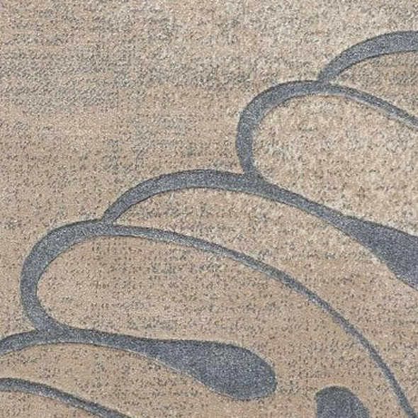 5' X 7' Beige and Gray Botanical Leaves Non Skid Area Rug