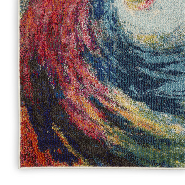 8' X 11' Blue Red and Orange Abstract Non Skid Area Rug