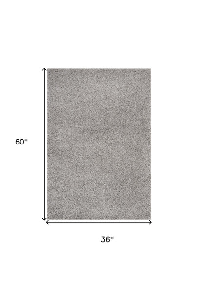 3' X 5' Gray Shag Distressed Area Rug
