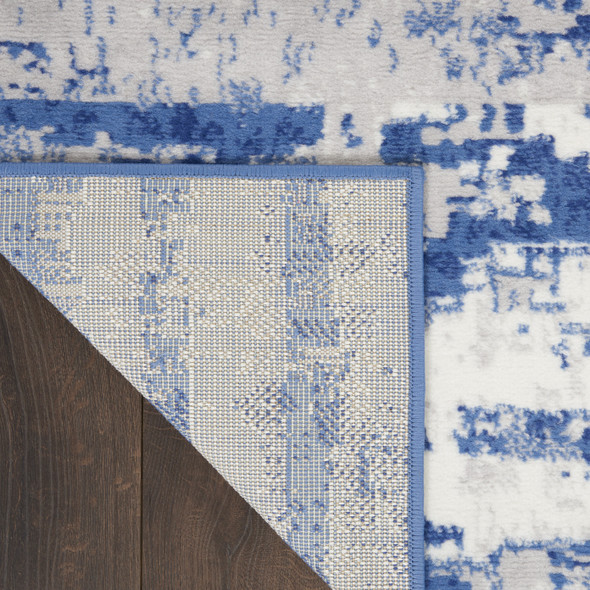 3' X 5' Ivory and Navy Blue Abstract Area Rug