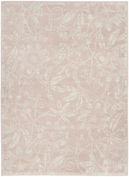 4' X 6' Pink and Ivory Floral Distressed Area Rug