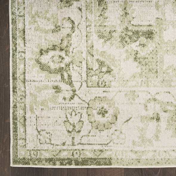 4' X 6' Sage And Ivory Floral Medallion Area Rug
