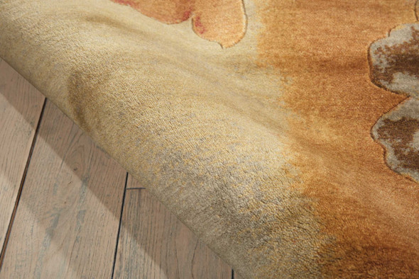 6' Beige Red And Orange Floral Round Rug