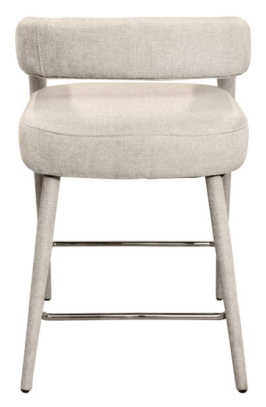 25" Ivory Metal and Fabric Low Back Counter Height Bar Chair