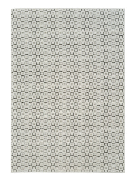 6' X 9' Cream and Beige Geometric Distressed Indoor Outdoor Area Rug